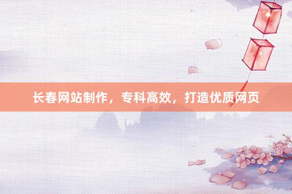 长春网站制作，专科高效，打造优质网页